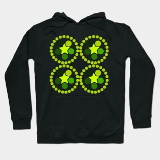 Simple spring toned pattern made of circles, stars and tones of green Hoodie